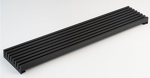 Griglia di ventilazione – Colore nero – 8 doghe in alluminio da 90 cm – 2 supporti laterali e tagliabili in plastica da 12 cm – per forni e frigoriferi adattabile mobili da meno di 12 cm (nero)