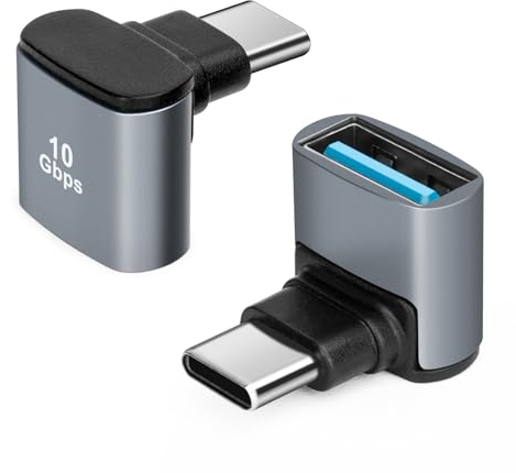 Seminer Adattatore da USB C a USB 3.1 OTG a 90 Gradi (2 Pack), Adattatore USBC Tipo C Maschio a USB Femmina ad Angolo Destro, Trasferimento Dati 10G per Smartphone, Tablet, Laptop