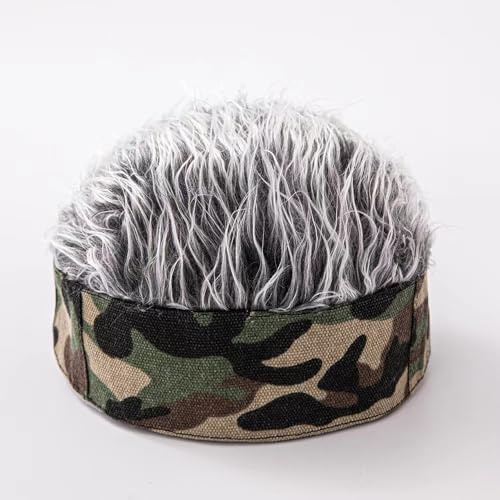 18 Stili Divertente Berretto Corto per Parrucca, Uomo Donna novità Hip Hop Cappello a Cuffia con Capelli Finti a Spillo Parrucca Corta a Melone Cappellino con Teschio da Proprietario Streetwear