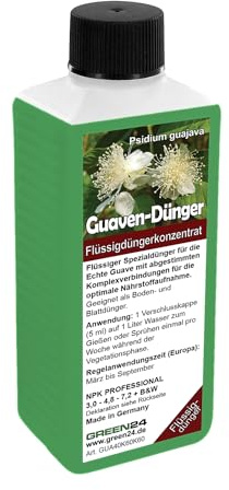 GREEN24 Guaven-Dünger Flüssigdünger für Echte Guave (Psidium guajava) 250 ml – Perfekt für eine reiche Ernte und aromatische Früchte – Made in Germany