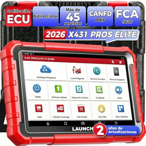 LAUNCH X431 PROS Elite OBD2 Diagnosegerät, Bi-direktionales Auto Scan-Tool mit ECU-Codierung, FCA SGW Autos, CANFD & DOIP, 45+ Zurücksetzen, All-System-Diagnose, Aktive Tests