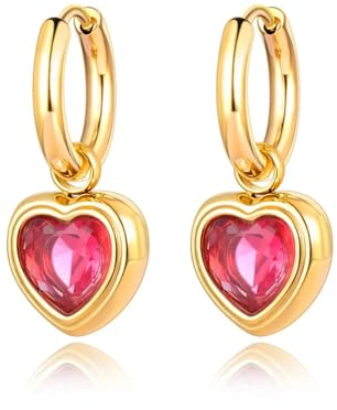 Ohrringe Ohrstecker Ohrclip Damen Frauen S925 Hoop Ohrringe Mode Accessoires Herz E23066G-Rot