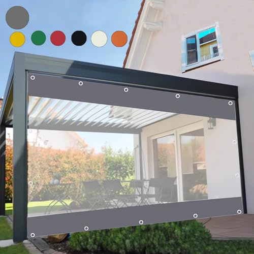 Pannelli Laterali Impermeabili per Pergola Tende Trasparente con Occhielli,Telone Tende Balcone Trasparenti per Esterni,Terrazze,Giardino,Balcone Portico (altezza x larghezza) 2x2,5m/6.56x8.2ft