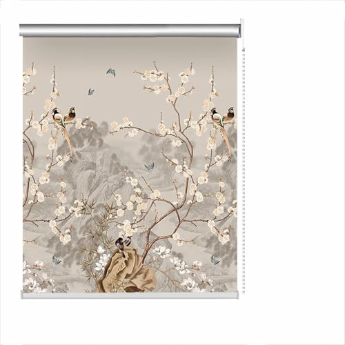 Home Office Roller Blind Thermal Blackout Window Curtains Roller Shade Patterned Shading Curtain Blackout Window Blind with Fittings (80x200cm,Style D)