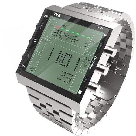 TVG Digital Watch for Men, Military Waterproof LED Sports Watch with Remote Alarm, Stopwatch and Digital TV, Casual Wrist Tactical Watch for Men, Metallic Silver, Modern