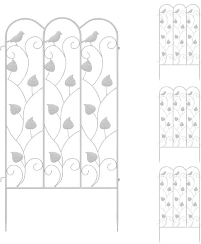 Metallzaun Gartenzaun Steckzaun, 4er Set, HxB: Je 100 x 55 cm, Tierbarriere, Beeteinfassung, Für Hund Kaninchen Haustier Hof Patio Rasen(Weiß)