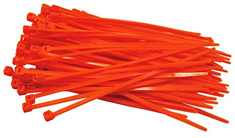 Pack of 100 Cable Ties Orange 200 mm x 2.5 mm Craftsman Quality Cable Ties Short 8.1 kg Tensile Force
