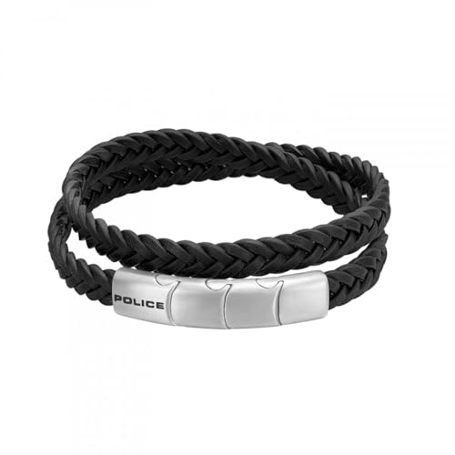 POLICE Braid Armband für Herren Leder 400 mm schwarz