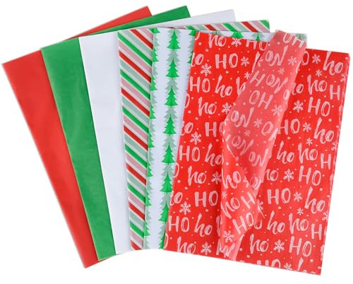 NEBURORA 60 Blatt Weihnachts seidenpapier 50 x 35cm, Weihnachts-Seidenpapier für frohe Weihnachten, Feiertags Party Dekorationen, Geschenktüten, DIY-Basteln