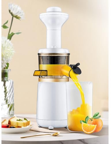 Extracteur Jus Entièrement Automatique Facile Démonter, Mini-Extracteur Jus Multifonctionnel Maison Séparation Propre Frais Sain Petit Extracteur Jus Portable,White
