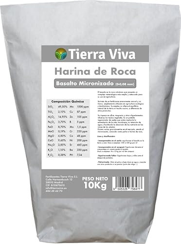 Harina de roca 10 kg. Basalto micronizado. Polvo de basalto. Fertilizante ecológico para plantas, grow, humus liquido