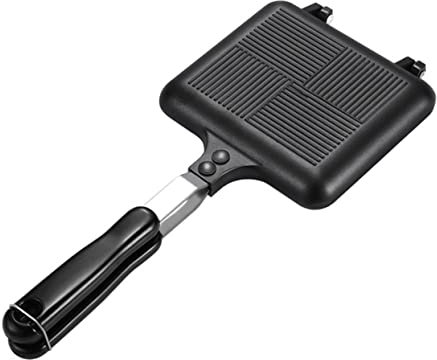 Cabilock Poêle à Frire Double Face Poêles à Frire Ustensiles De Cuisine à Domicile Gaufrier Crêpière Fabricant De Grillé Poêle à Double Face Casse-croûte Alliage D'aluminium Black