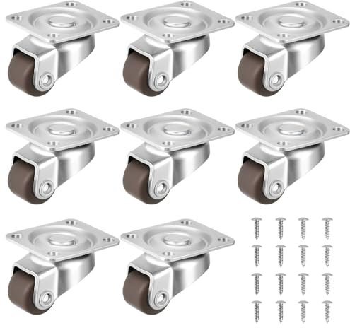 8 PcsRuedas para Muebles Pequeñas, 12 mmRuedas Giratorias Pequeñas, Ruedas de Goma para Muebles, Ruedas de Bola de 360 Grados para Mueble Mesa Armarios Carritos, con Accesorios