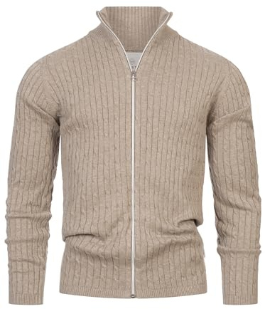 KRONSTADT Herren KSCable Zip Strickjacke mit Stehkragen und Reißverschluss | Eleganter Cardigan für Büro und Alltag, Feinstrickjacke, Alltagsjacke, Herrenjacke, Freizeitjacke, Strickoberteil für Männer