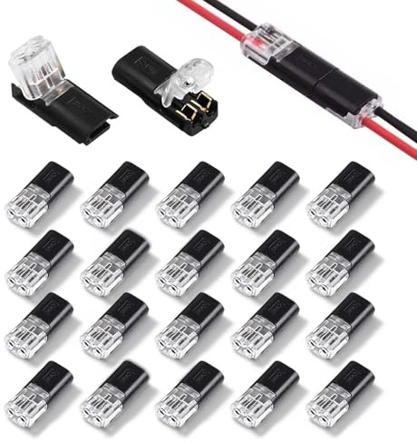 Nevoluxer 20 Piezas Conectores Eléctricos de 2 Pines, Conectores de Cable sin Pelar 18-22 AWG, Conexión Rápida, Duradero y Reutilizable, para Hogar y Automoción