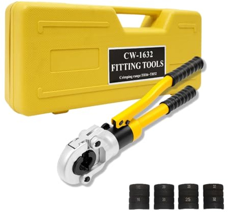 Charocean Hydraulic Crimping Tool Kit 8 Ton with 4 Dies, Ø 16-32mm | 360° Rotating Crimp Tool Head | Press Tool Plumbing for PEX, PB & AL-Pipes | Pro Plumbing Tools for UK Plumbers Tools