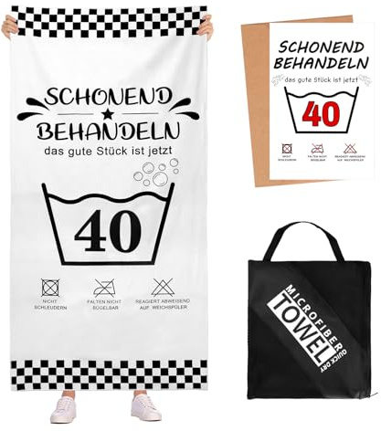 Kaempe 40 Geburtstag Frauen Männer-Strandhandtuch & Badetuch mit Geburtstagskarte, Geschenke Zum 40 Geburtstag Mann, Geschenke für Frauen, 160x80cm Mikrofaser Badetücher-Schonend Behandeln 40. Deko