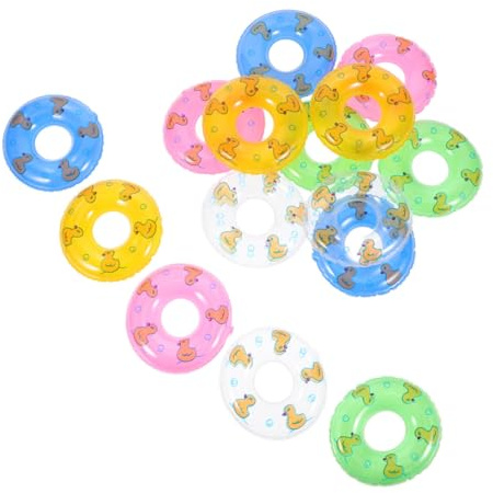FRCOLOR 60pezzi Salvagenti Mini Gonfiabili Tema Paperella Oggetti Da Scrivania Per Esterno Decorazioni Da Piscina Per Ragazzo e Feste