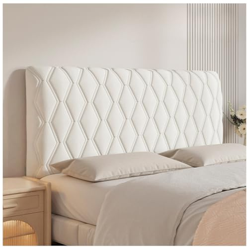 Kopfteil üBerzug Bezug, Rechteckiger/Leicht Abgerundeter Bett, Staubdicht Schutzhülle, Volltonfarbe Bett Kopfteil Bezug, für Schlafzimmer Dekoration,Weiß,160cm