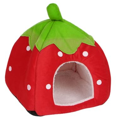 Cute Strawberry Pet Cave Washable Durable Lovely Pets Home House Supplies For Little Dogs Cats Rest Sleeping Places Cat Beds For Indoor Cats Clearance