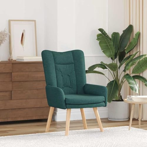 Tonture Chaise de relaxation, vert foncé, 63 x 67 x 94 cm, tissu, pieds en bois massif, moderne, ergonomique, fauteuil de salon confortable pour salon, chambre à coucher, coin lecture