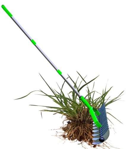 Gartenrechen, ergonomisches Werkzeug aus Stahl, verstärkter Rechen für Rasen, für Terrassen, Balkone, Höfe, Einfahrten und Gärten