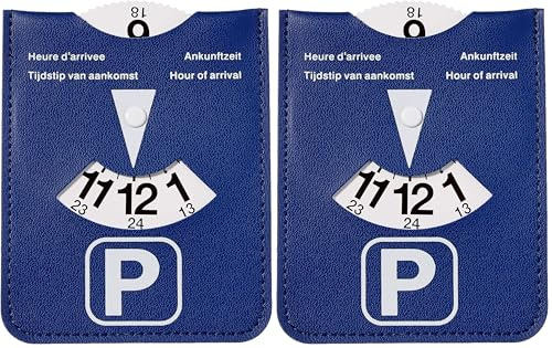 Kangaro Disco de estacionamiento azul cuero sintético retenedor, K-0035D220 (Paquete de 2)