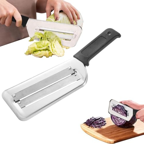 Trinciatrice Per Verdure A Doppia Lama, Multifunzionale Coltello Tritatutto In Acciaio Inossidabile, 2 Fette Coltello Per Squame Di Pesce Pulitore Per Coltelli Cavolo Cetriolo Carota Cipolla (Nero)