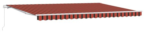 fsahslih Tenda da sole a braccio snodato, 500 x 300 x 165 cm, manuale, retrattile in poliestere e metallo, protezione solare regolabile, per terrazza, giardino ed esterni, colore: arancione e marrone