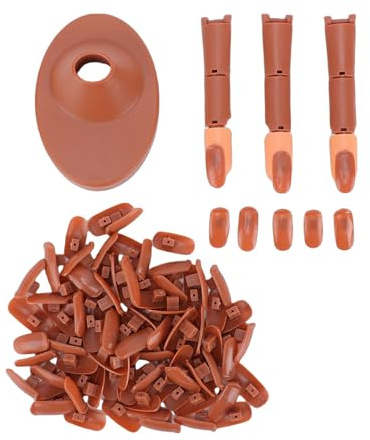 Kit de práctica de uñas acrílicas, conjunto de entrenamiento marrón realista para principiantes