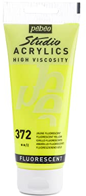 PEBEO Studio Acrylics Fine, 832-372, Vernice acrilica, Giallo fluorescente, 100 ml (Confezione da 1)