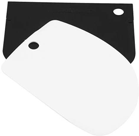 FMprofessional 2-teiliges Teigkarten-Set - perfekt zum Glattstreichen, Dekorieren und Ausschaben von Teig - hitzebeständig und spülmaschinenfest, Schwarz/Weiß