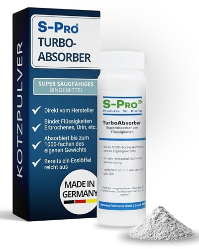 S-Pro TurboAbsorber 500ml Pulver - Mehrzweck Superabsorber bindet effektiv unangenehme Gerüche & Flüssigkeiten wie Urin, Blut, Kot & Erbrochenes - Kotzpulver-Granulat Bindemittel