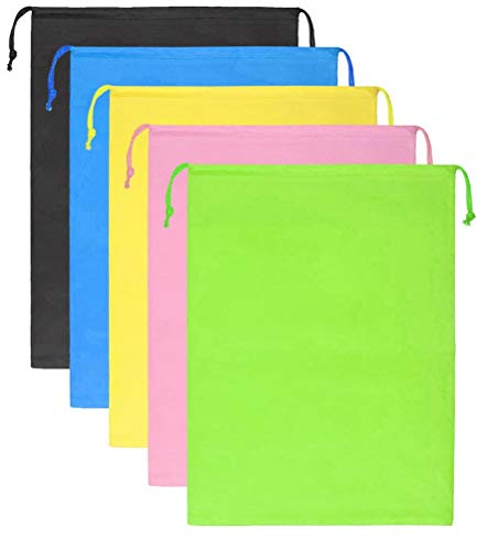 5Pcs Drawstring Shoe Bags, Portable Cloth Bag Pouch Feely Bag Medium Fabric Drawstring Bags Travel Storage Bags for Toy Shoes Boots High Heel Socks