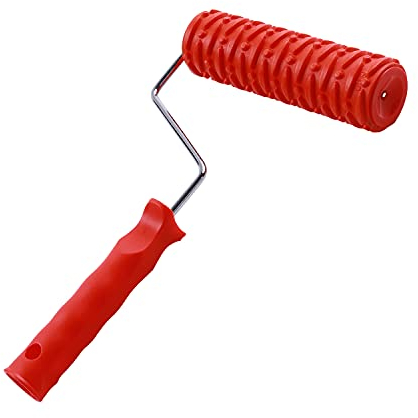 Utoolmart Farbroller, verschiedene Größen, geprägt, für Hausarbeit, Griffe, empaistische Gummi-Maserung, Stempelrolle für Wandmalerei, Dekoration, Rot, 1 Stück, UT190905J-0045, rot, EG089T