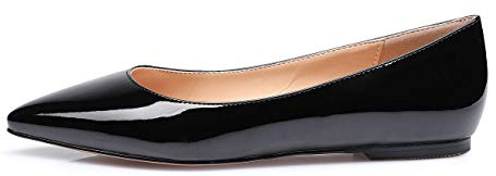 Castamere Chaussures Plates Femme Bout Pointu Basse Talon Ballerines Escarpins Noir Vernis Chaussures EU 41