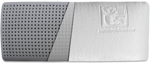 Ventadecolchones - Almohada Viscoelástica de Carbono Perforada - Antiácaros y Antibacterias - Tejido Aloe Vera - 67,5 cm