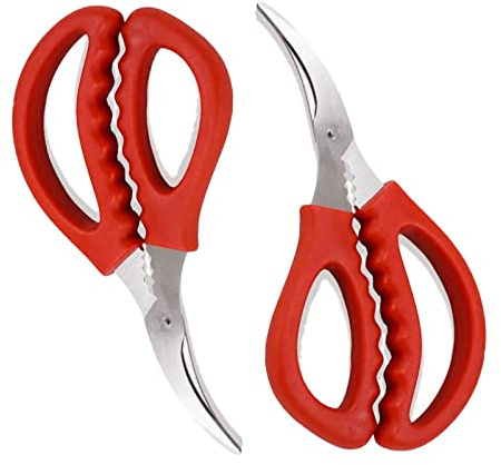 2 Pack Seafood Scissors,Seafood Fish Crab Shrimp Lobster Scissors Stainless Steel Shears for Kitchen Tools
