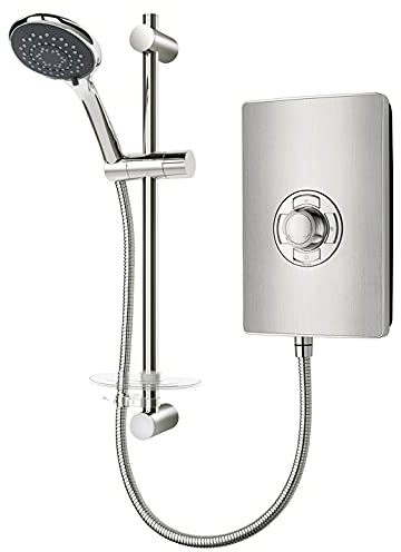 Triton Style 3 Electric Shower - Aspirante (Brushed Steel, 8.5kW) | 8.5kW, Limescale-reducing phased shutdown, Soft touch buttons, Slim design, A-rated energy efficient, 2-year guarantee