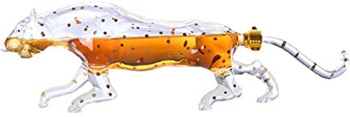 Decanter Wine Decanter With Stopper Leopard Shaped Decanter, Modern Glass Wine Carafe, Personalized Home Ornaments, For Brandy Amaro Grappa (Color : Clear, Size : 750ML)