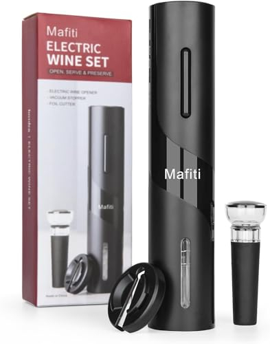 Sacacorchos eléctrico inalámbrico (3 en 1), Abridor de botellas del vino, abrebotellas con cortador de hojalata y bomba de vacío，Ideal para reuniones familiares, bares y regalos (1 pack)