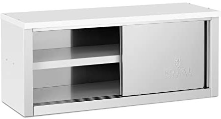 Royal Catering RCAT-120/40/50-CP Edelstahl Hängeschrank 1200 x 400 x 500 mm 75 kg Tragkraft pro Fach Wandhängeschrank mit Schiebetüren Wandhängeschrank Hängeschrank Edelstahl