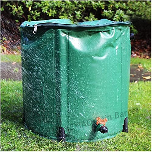 Barril de lluvia plegable Equipo de riego de jardinería, barril de lluvia plegable, cilindro de tela recubierto de PVC de gran diámetro fácil de almacenar con tapa con cremallera, malla de filtro, vál