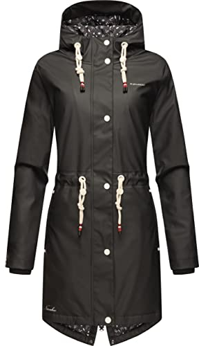 Navahoo Damen wasserdichte Übergangsjacke Regenjacke Flower of Ocean Black Gr. M