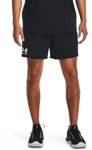 Under Armour Hombre Rival Terry 6 Short Pantalones Cortos Ligeros para Entrenamiento, Gimnasio y Running, Pantalones Cortos Deportivos versátiles y Transpirables con bolsillosBlack / / Onyx White,SM