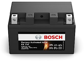 Bosch FA114 - Batteria AGM per motocicli - 12V 150A 8,6Ah - Adatta per moto, motociclette, enduro, scooter, quad, moto d'acqua - Compatibile M6011, BTZ10S