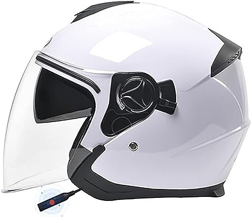 Kcolic Casco Moto Jet Bluetooth con Doppia Visiera Microfono Incorporato Caschi Moto Casco Scooter Viso Aperto Caschi Moto per Uomo Donna Omologato DOT/ECE H
