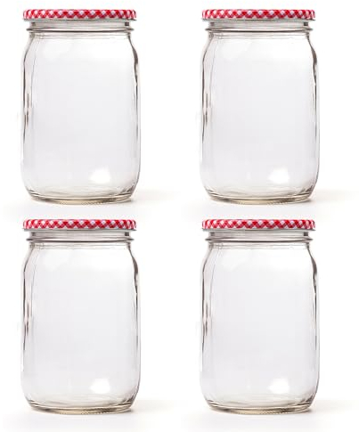 Blumixx Einmachgläser mit Schraubdeckel 8er Pack Einmachglas mit Deckel - 900ml Fassungsvermögen - Ideal für Erntezeit, Konservierung & stilvolle Aufbewahrung