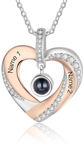 Lorajewel Personalisierte Kette Mit Bild - Projektion Foto Kette für Damen Herren - Geschenke für Mutter Tochter Freund Frau Freundin
