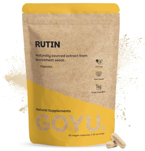 GOYU Rutin Kapseln 500 mg 60 Capsules - Rutin - Blutgefäße - Vegan - Ohne Zusatzstoffe - Laborgeprüft - 60 Tage Vorrat pro Beutel